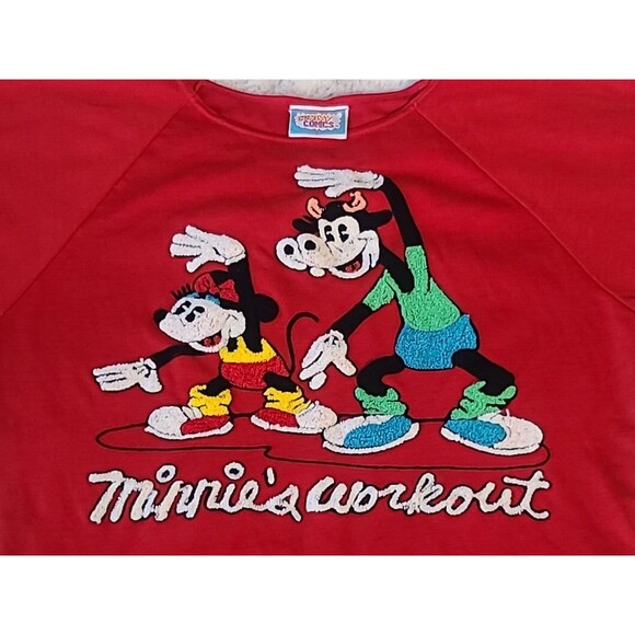 Sunday Comics Disney Fringe Top Minnie & Clarabelle Cow Yarn Graphic Knit VTG -M - Picture 3 of 13